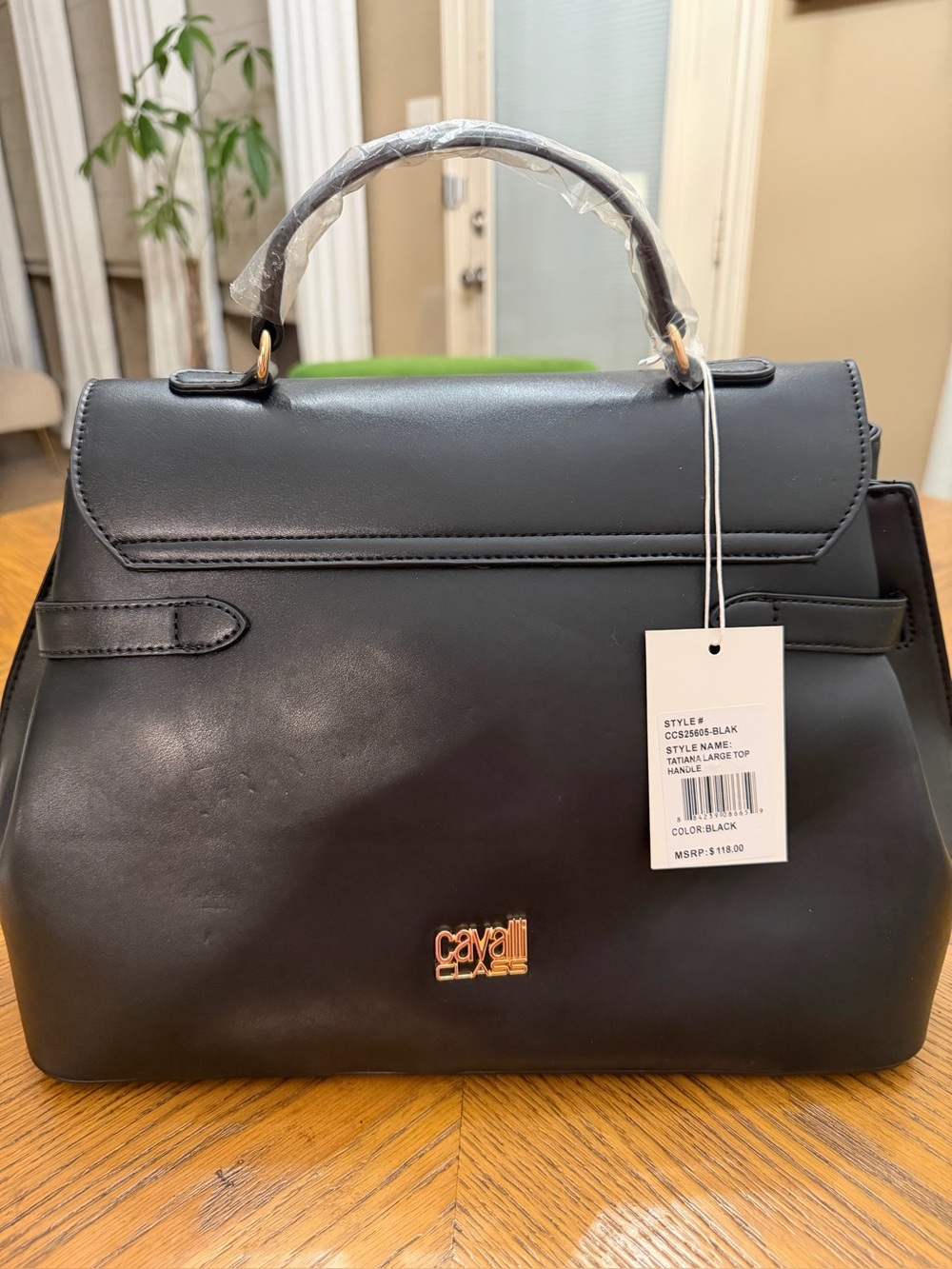 Cavalli Class Black Top-Handle Large Satchel - Picture 6 of 6